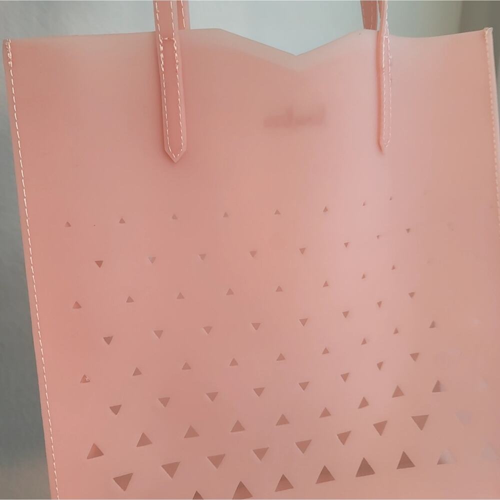 EDDIE BORGO Neiman Marcus Pink Geometric Laser Cut Jelly Tote Bag Open Top Y2K - Picture 13 of 16